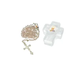 Crystal rosary with cross box